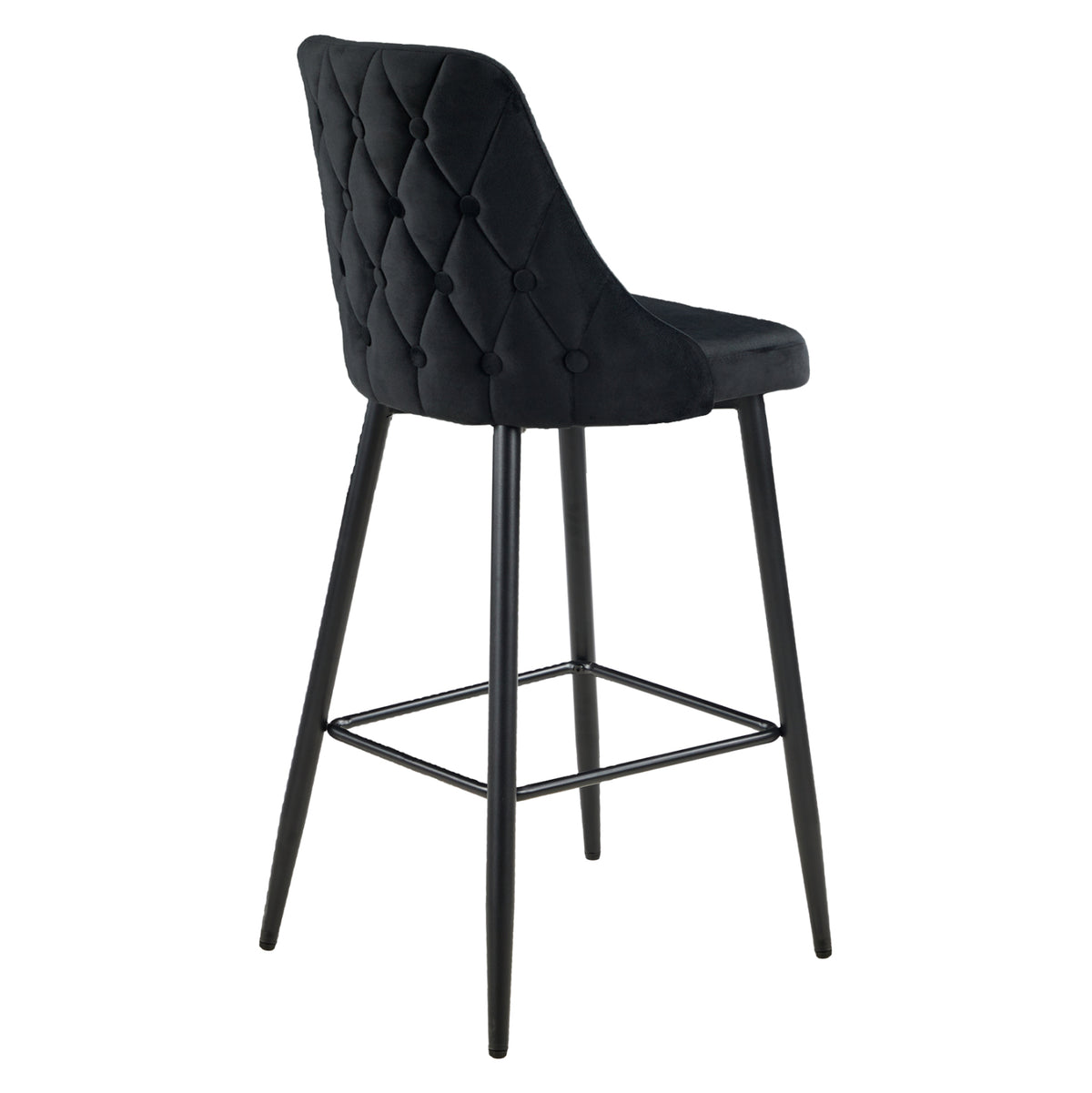 ΣΚΑΜΠΟ ΜΠΑΡ SERENITY HM8519.14 ΒΕΛΟΥΔΟ ΜΑΥΡΟ-ΜΑΥΡΑ ΜΕΤΑΛΛΙΚΑ ΠΟΔΙΑ 53x48x110Υεκ.