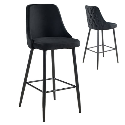 ΣΚΑΜΠΟ ΜΠΑΡ SERENITY HM8519.14 ΒΕΛΟΥΔΟ ΜΑΥΡΟ-ΜΑΥΡΑ ΜΕΤΑΛΛΙΚΑ ΠΟΔΙΑ 53x48x110Υεκ.
