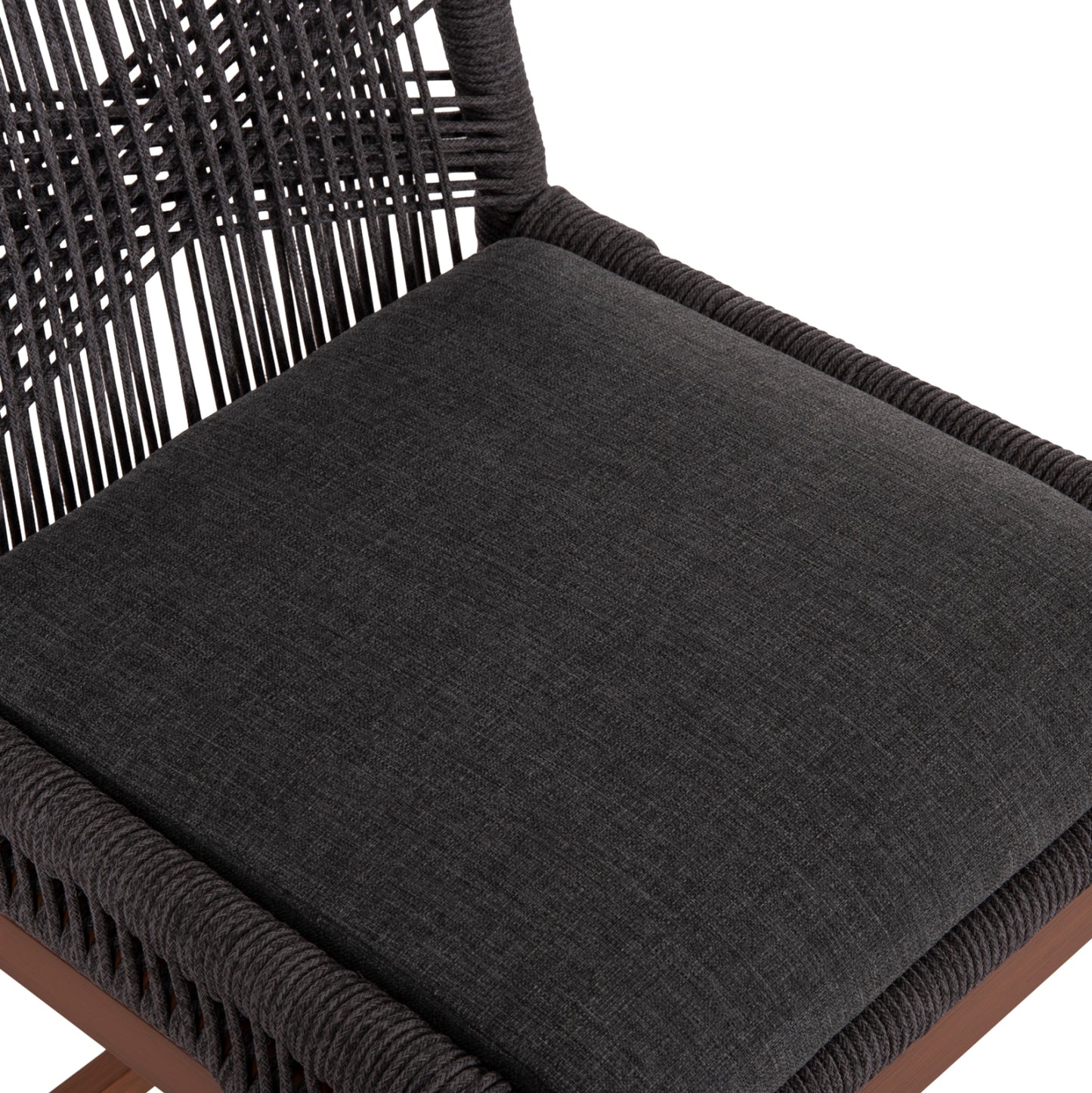 BAR STOOL MEDIUM HEIGHT HOWARD HM5791.22 ALUMINUM IN BROWN--DARK GREY ROPE 47.5x55x94.5Hcm.