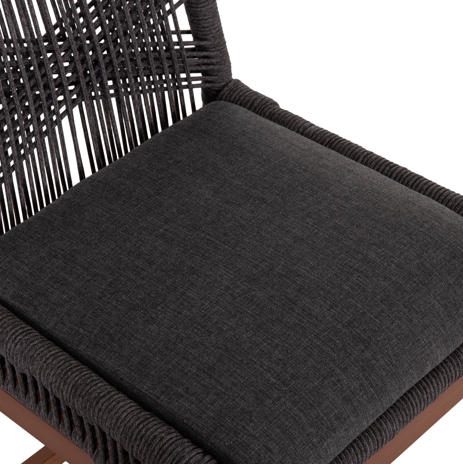 BAR STOOL MEDIUM HEIGHT HOWARD HM5791.22 ALUMINUM IN BROWN--DARK GREY ROPE 47.5x55x94.5Hcm.