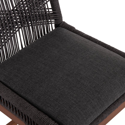 BAR STOOL MEDIUM HEIGHT HOWARD HM5791.22 ALUMINUM IN BROWN--DARK GREY ROPE 47.5x55x94.5Hcm.