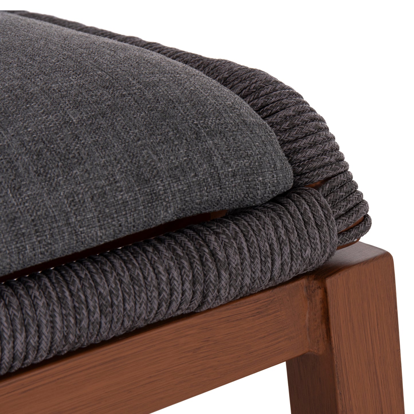 BAR STOOL MEDIUM HEIGHT HOWARD HM5791.22 ALUMINUM IN BROWN--DARK GREY ROPE 47.5x55x94.5Hcm.