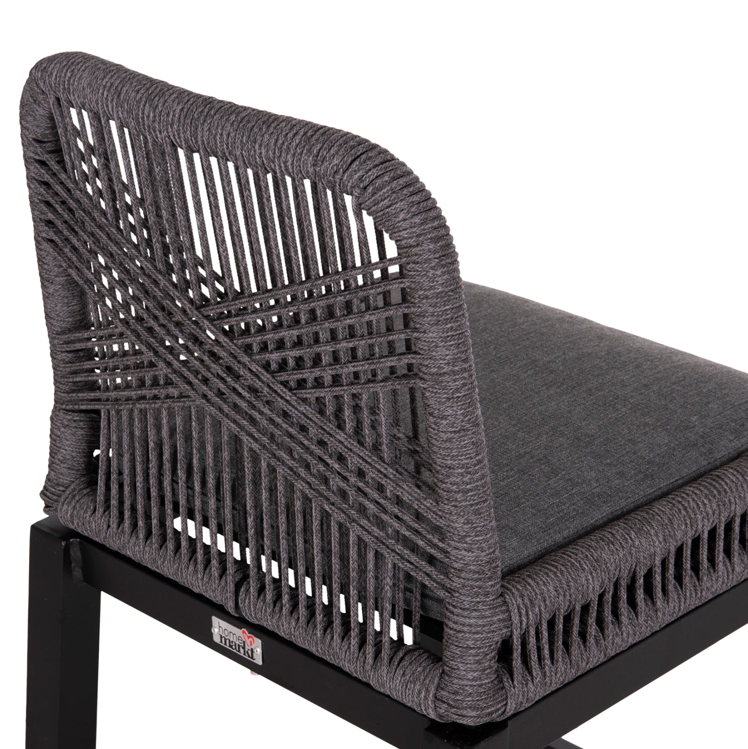 BAR STOOL MEDIUM HEIGHT HOWARD HM5791.23 ALUMINUM IN BLACK--DARK GREY ROPE 47.5x55x94.5Hcm.