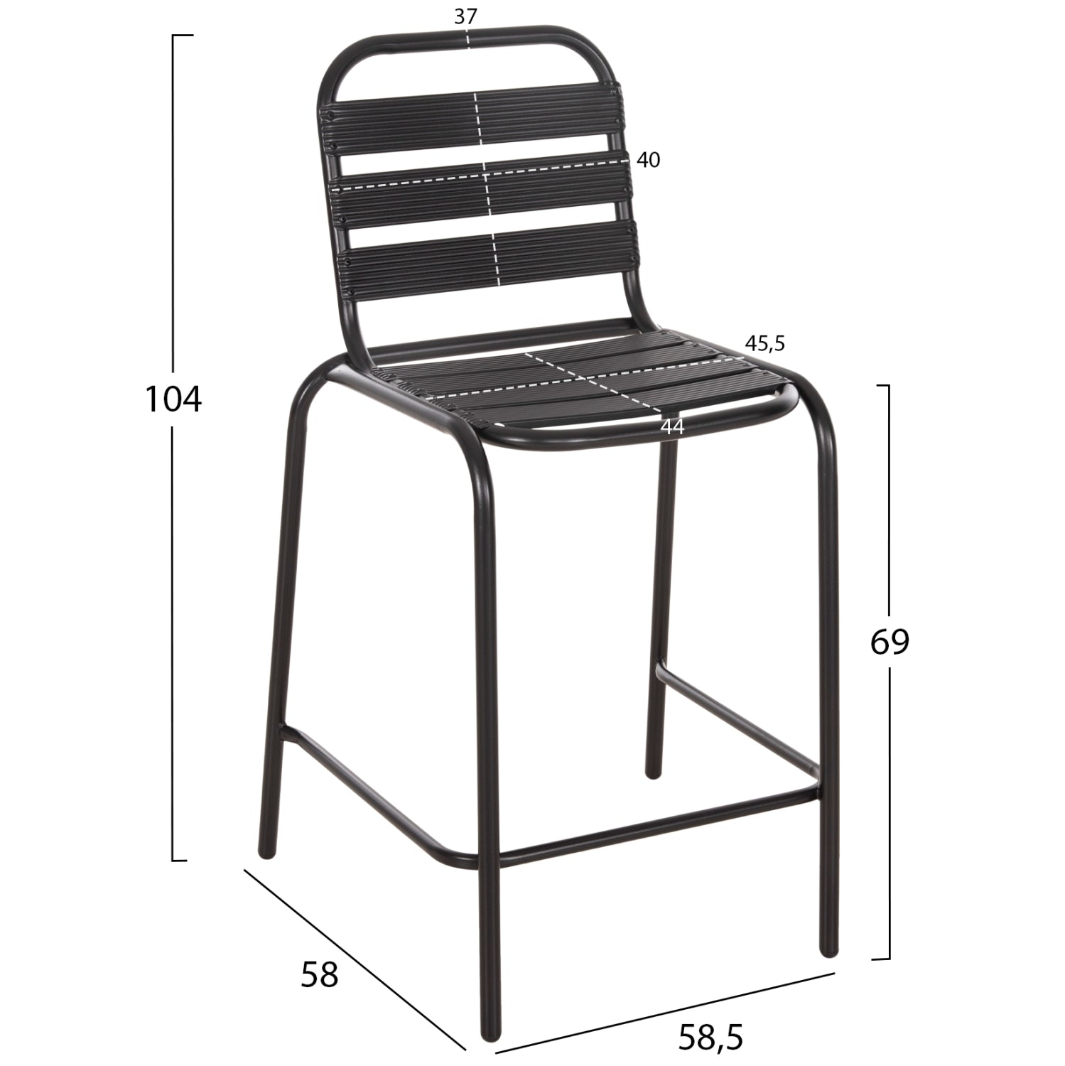 BAR STOOL MEDIUM HEIGHT LAURA HM6065.03 METAL FRAME AND ALUMINUM IN BLACK 58.5x58x104H cm.