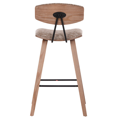 BAR STOOL MED.HEIGHT INOVER HM9984.01 PLYWOOD IN WHITEWASH--BROWN FABRIC 50x48x90Hcm.