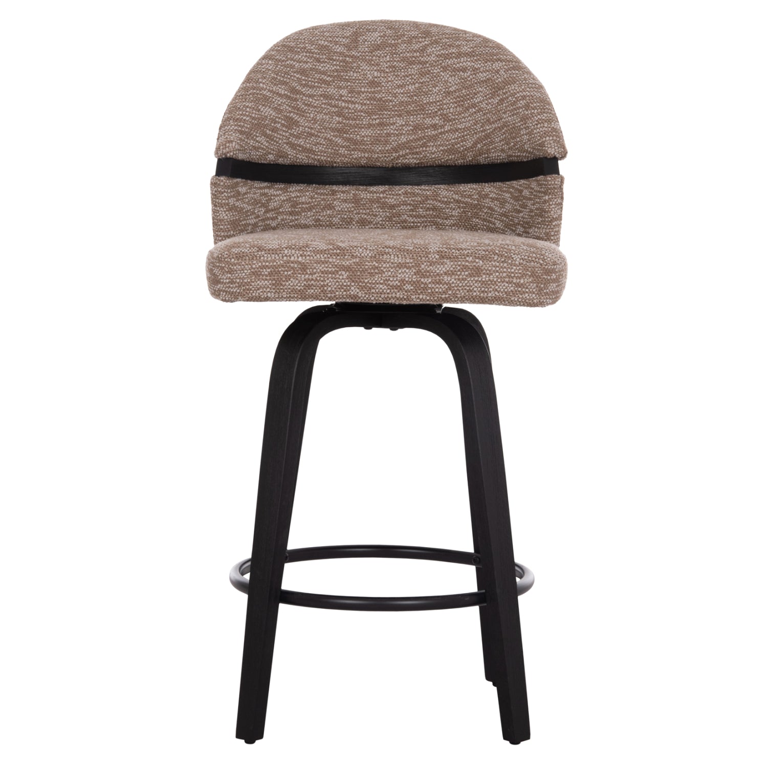 BAR STOOL SWIVEL DEKKER HM18250.02 PLYWOOD IN BLACK--FABRIC IN BROWN 48x54x96Hcm.