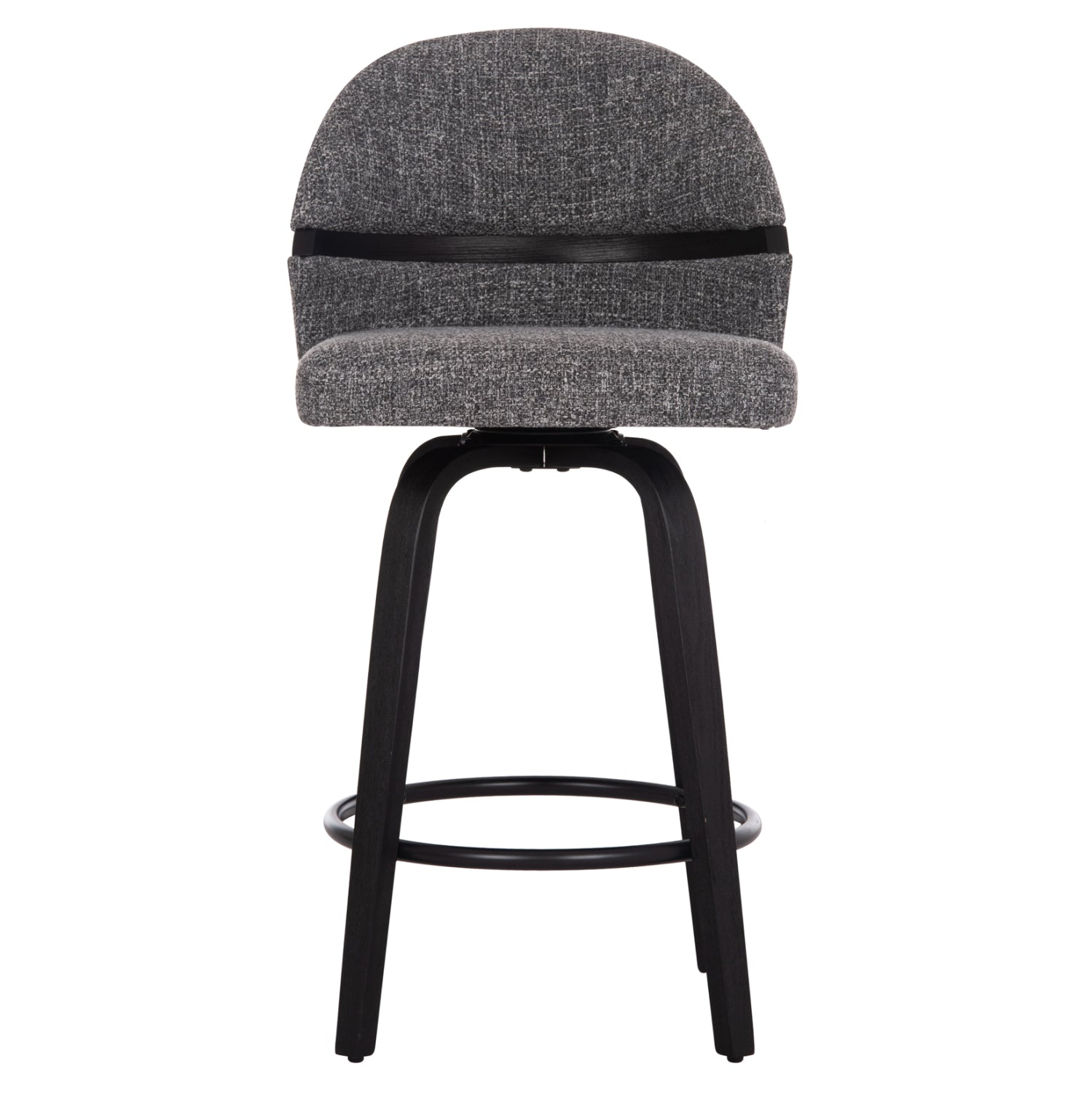 BAR STOOL SWIVEL DEKKER HM18250.03 PLYWOOD IN BLACK--FABRIC IN GREY 48x54x96Hcm.