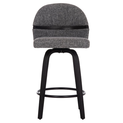 BAR STOOL SWIVEL DEKKER HM18250.03 PLYWOOD IN BLACK--FABRIC IN GREY 48x54x96Hcm.