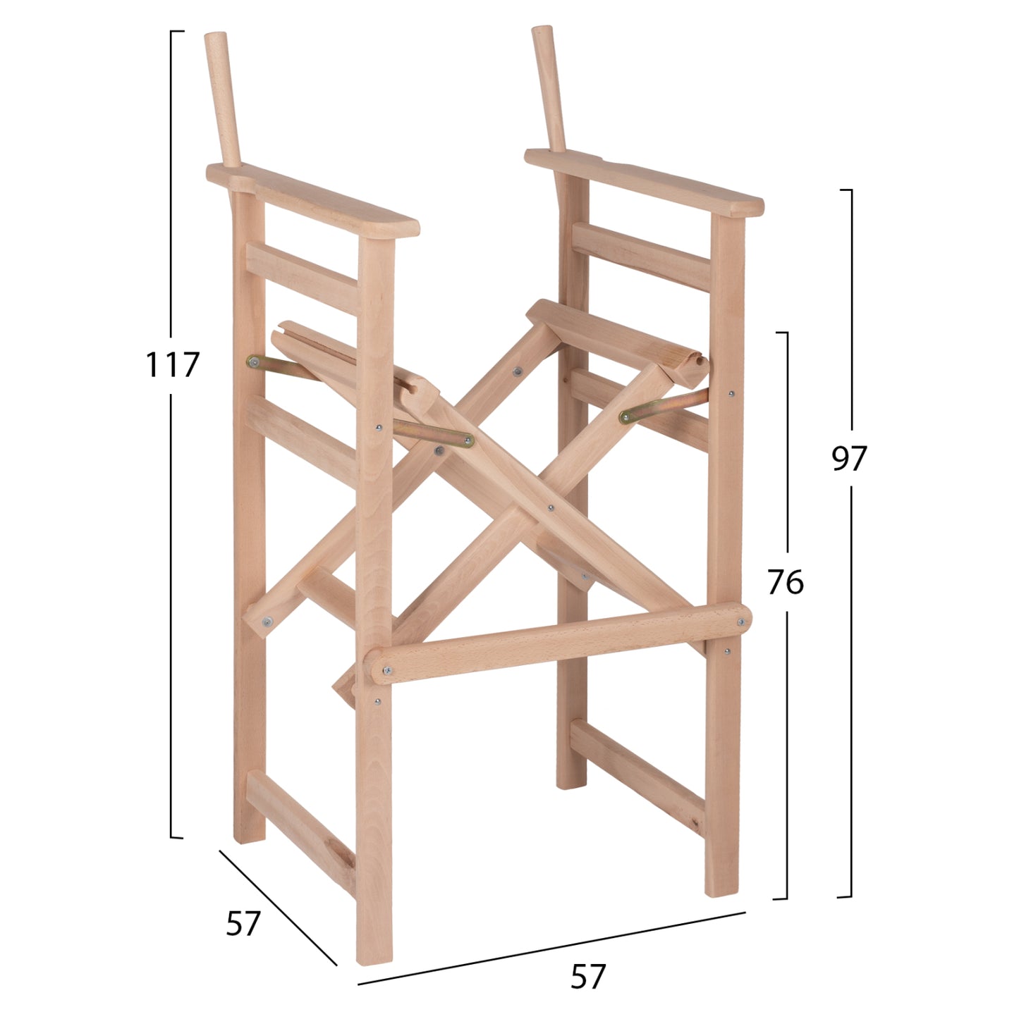 DIRECTOR'S BAR STOOL PALMER UNPAINTED FRAME ONLY HM5578.04 57x57x117Hcm