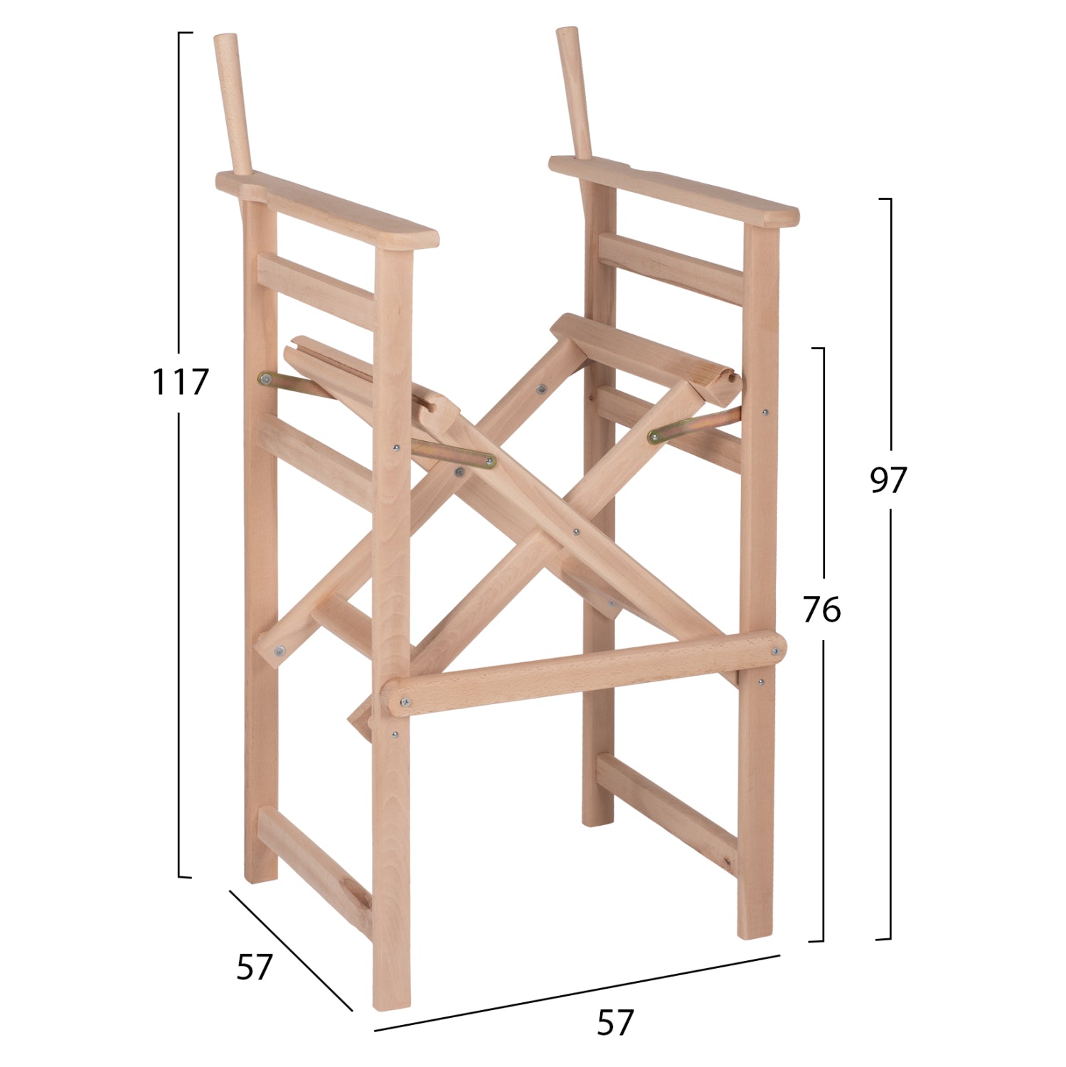 DIRECTOR'S BAR STOOL PALMER UNPAINTED FRAME ONLY HM5578.04 57x57x117Hcm