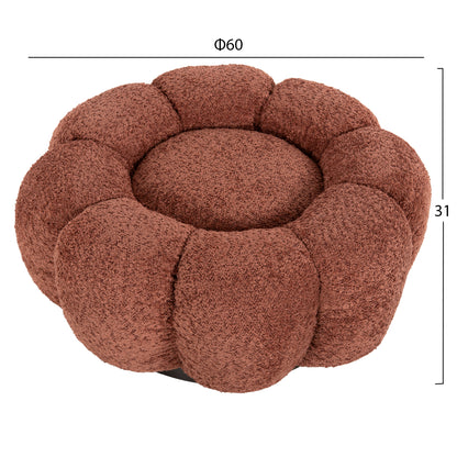 STOOL ROUND GRYMM HM9602.02 PINK BOUCLE-BLACK METAL BASE Φ60x31Hcm.