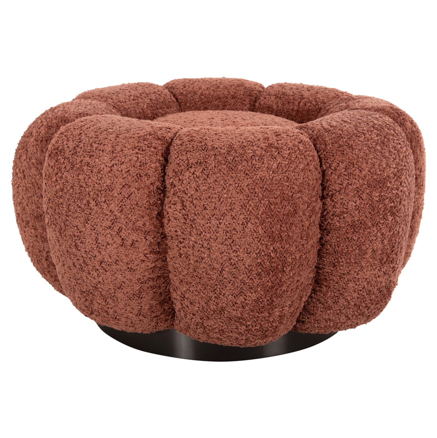 STOOL ROUND GRYMM HM9602.02 PINK BOUCLE-BLACK METAL BASE Φ60x31Hcm.