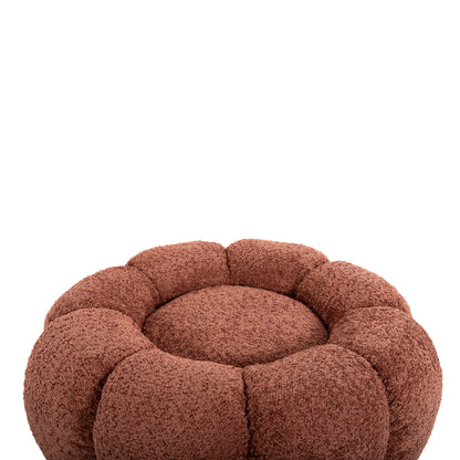 STOOL ROUND GRYMM HM9602.02 PINK BOUCLE-BLACK METAL BASE Φ60x31Hcm.