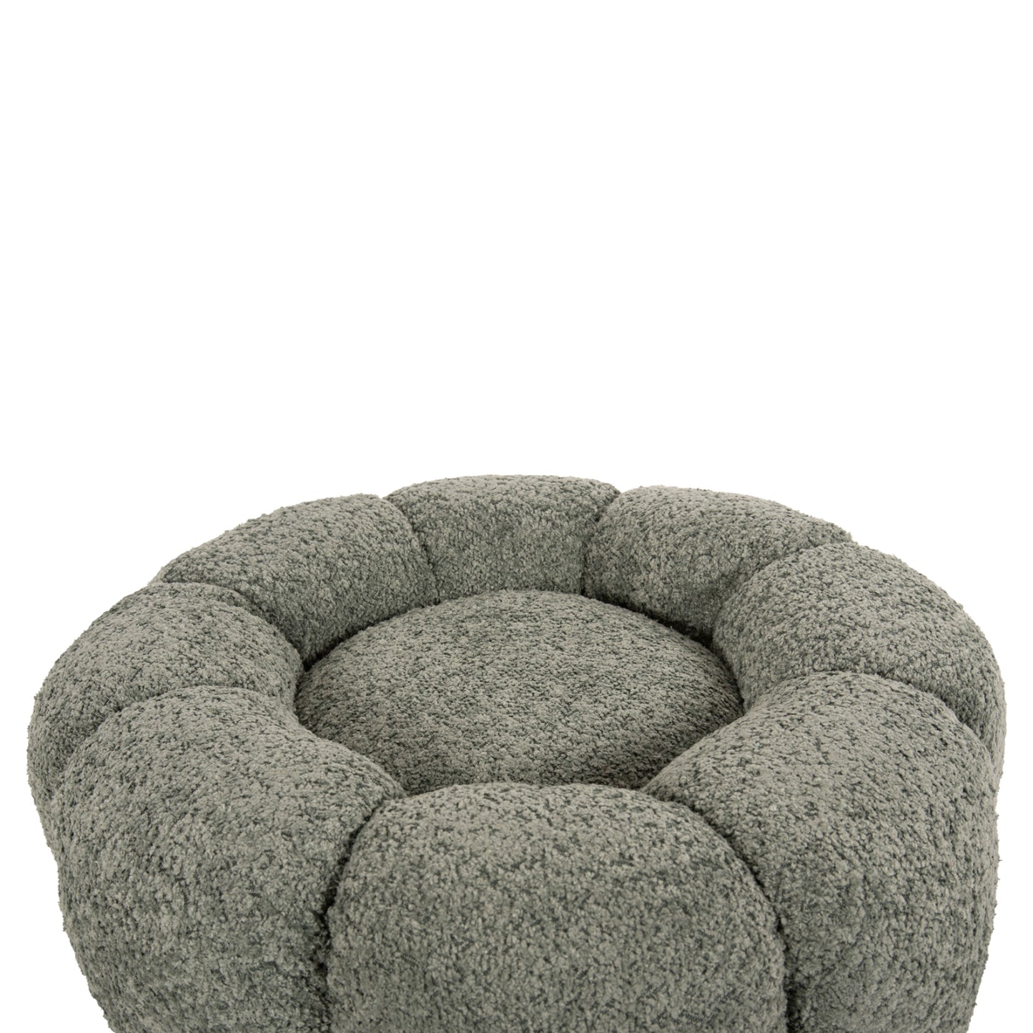 STOOL ROUND GRYMM HM9602.05 PISTACHIO GREEN BOUCLE-BLACK METAL BASE Φ60x31Hcm.