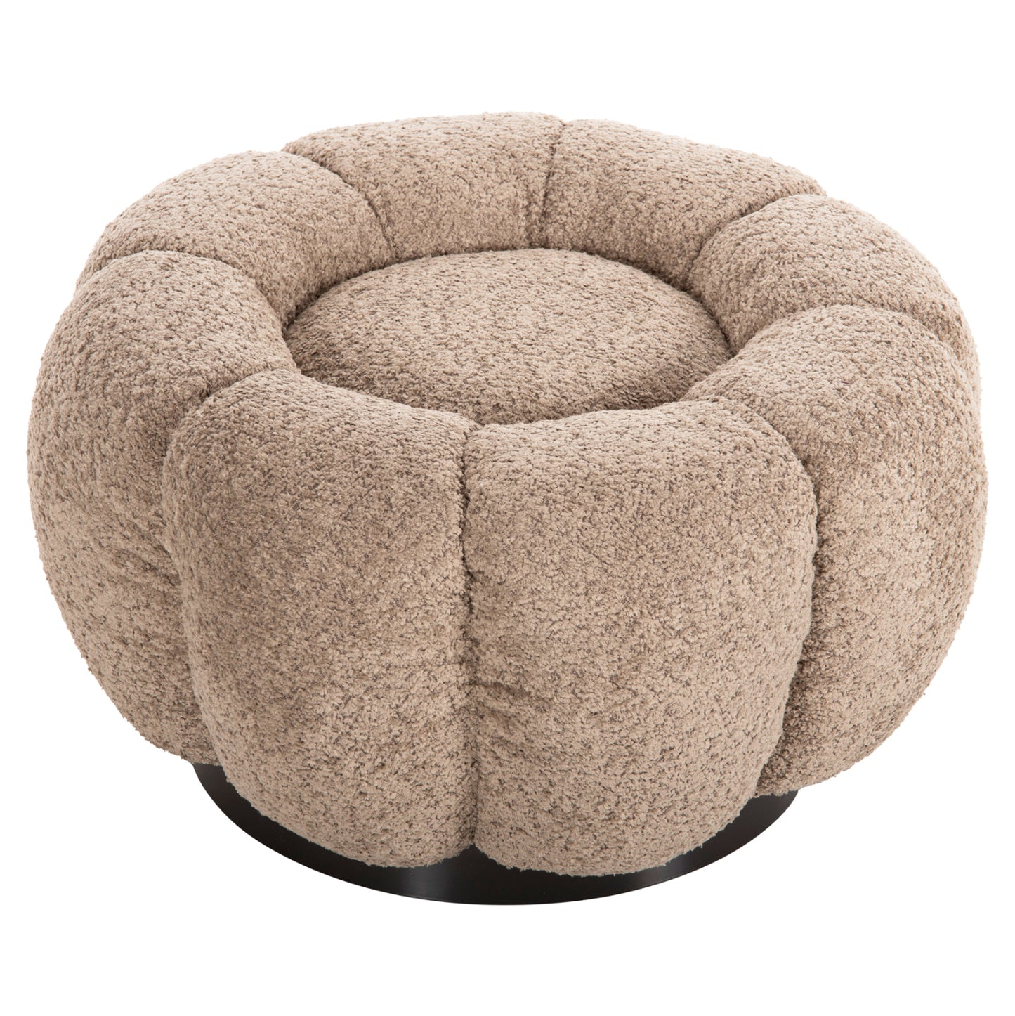 STOOL ROUND GRYMM HM9602.08 BEIGE BOUCLE-BLACK METAL BASE Φ60x31Hcm.