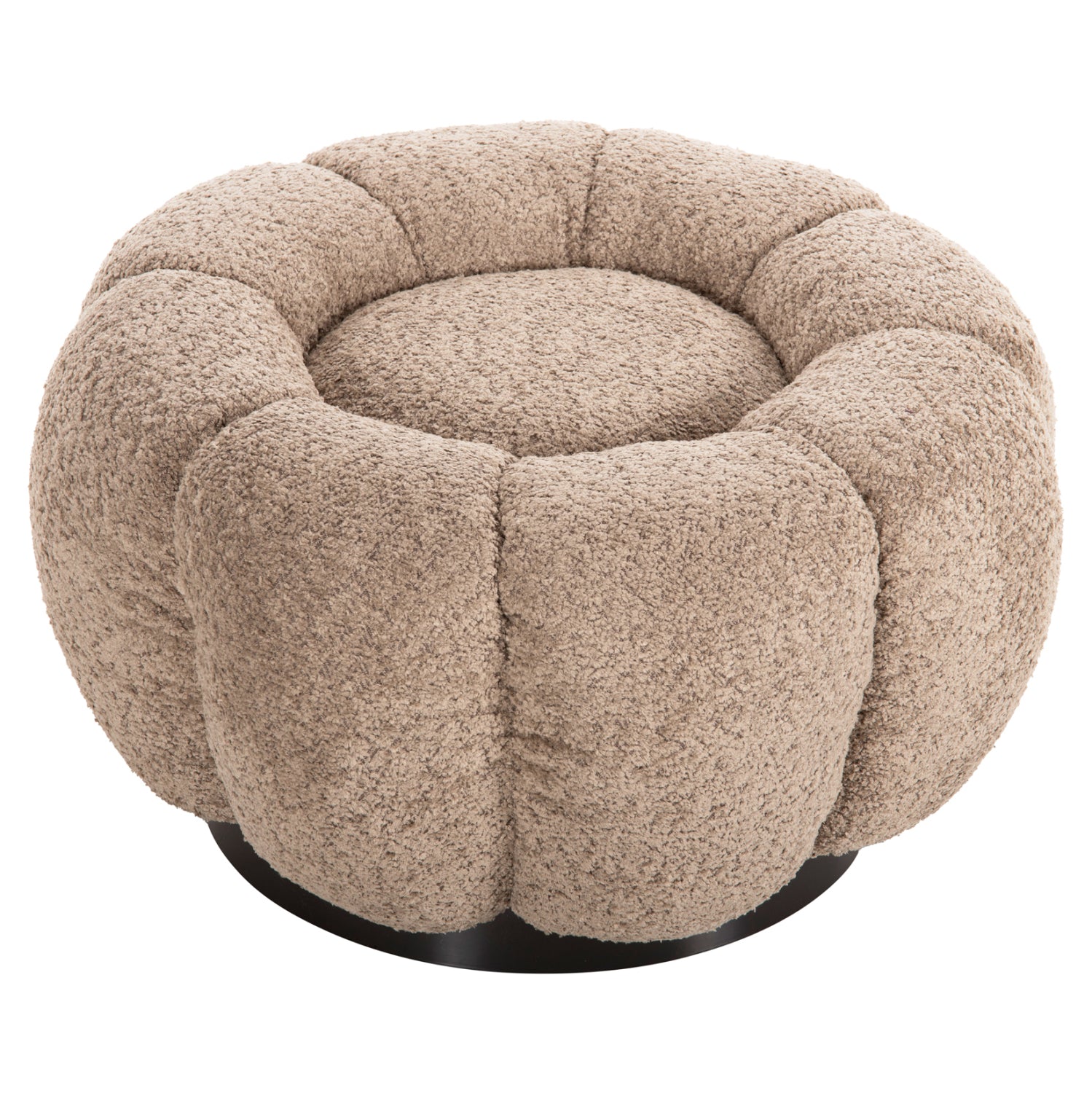 STOOL ROUND GRYMM HM9602.08 BEIGE BOUCLE-BLACK METAL BASE Φ60x31Hcm.