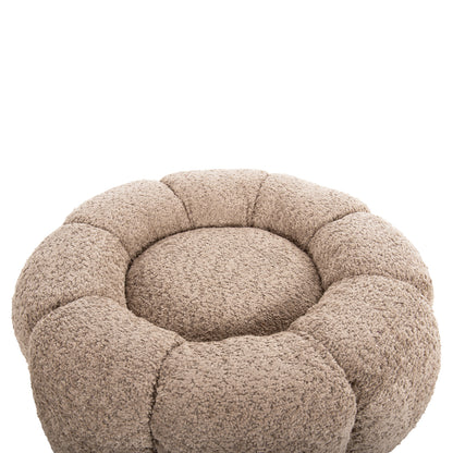 STOOL ROUND GRYMM HM9602.08 BEIGE BOUCLE-BLACK METAL BASE Φ60x31Hcm.