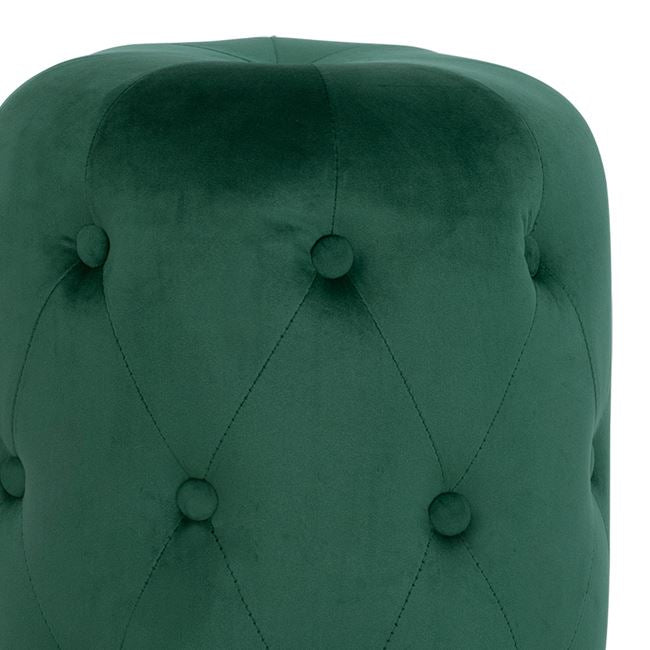 Velvet stool Torrie HM8405.03 cypress green color with gold base ''37x46cm