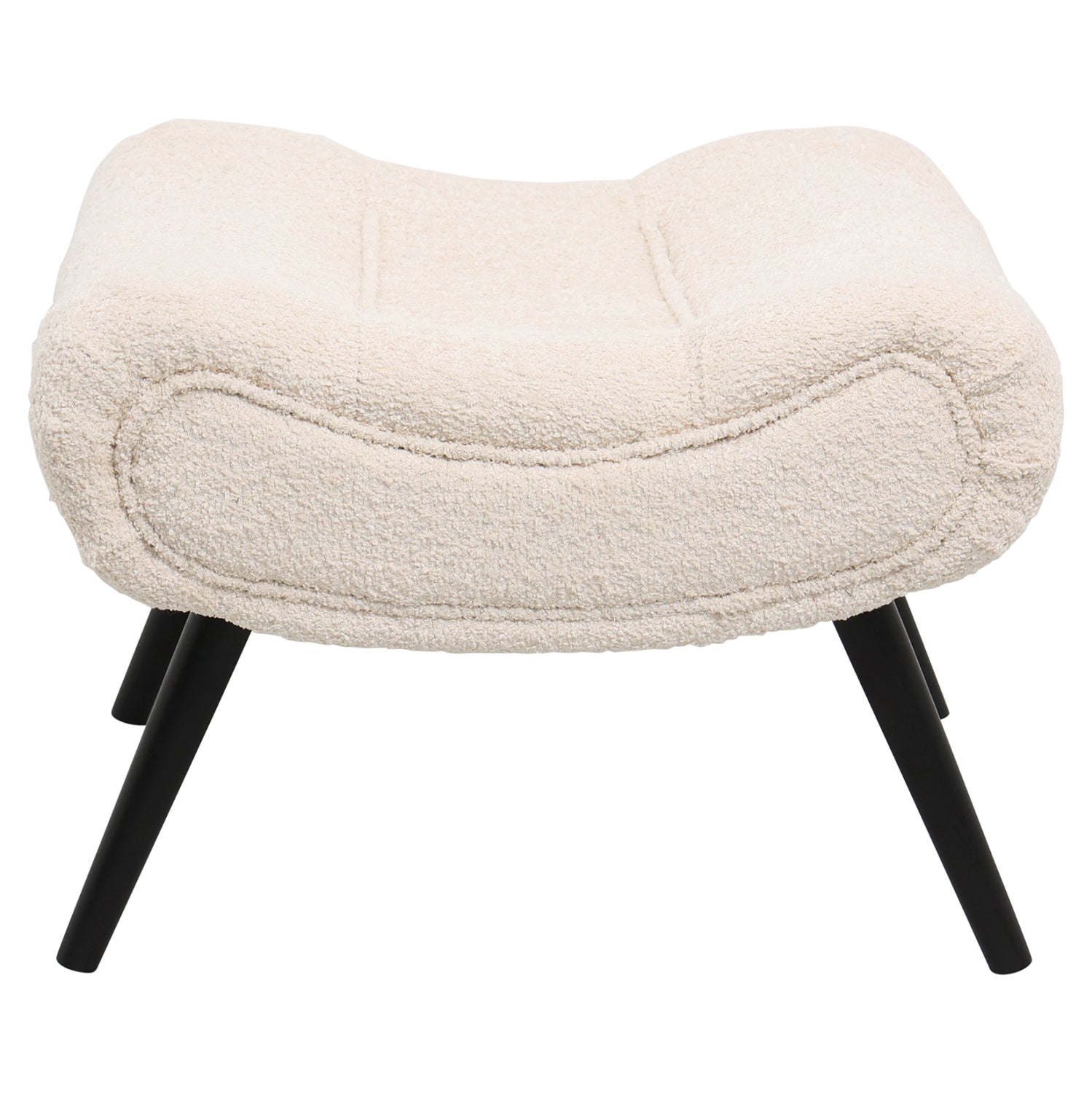 STOOL-FOOTREST BRYM HM9606.06 ECRU BOUCLE FABRIC-BLACK WOODEN LEGS 68X58X40Hcm.