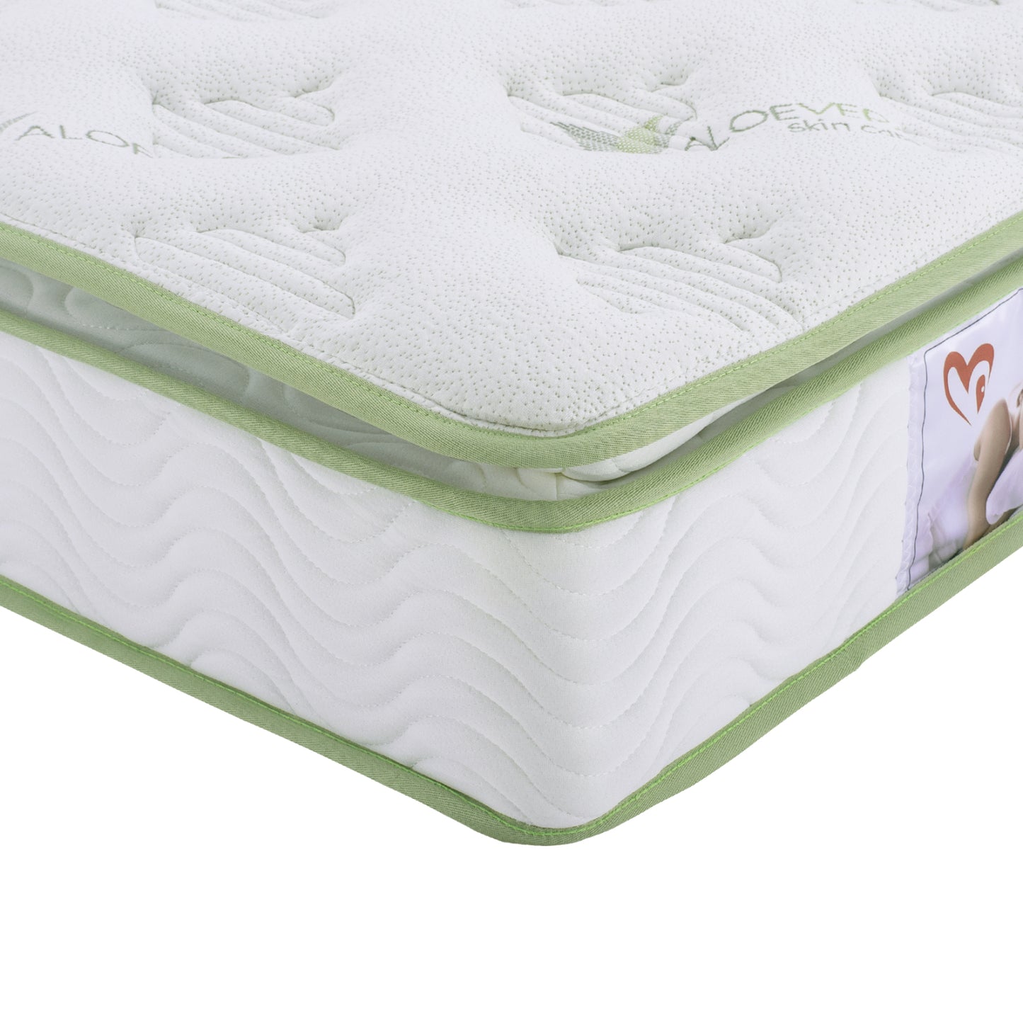 MATTRESS CONTINUOUS SPRING WITH MATTRESS PAD ALOE VERA 110X90 HM372.12 SINGLE SIDED