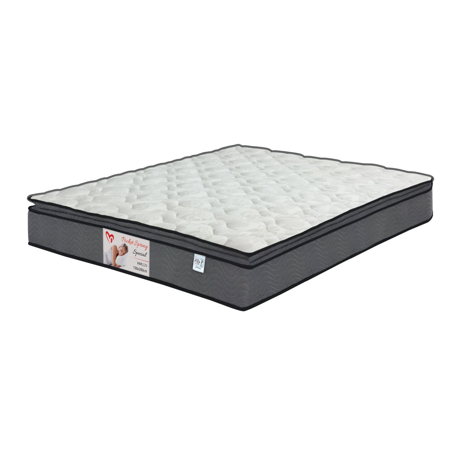 MATTRESS POCKET SPRINGS WITH PILLOW-TOP HΜ329.06 EXTRA-DOUBLE 160Χ200 CM SINGLE-SIDED, ROLL PACKING