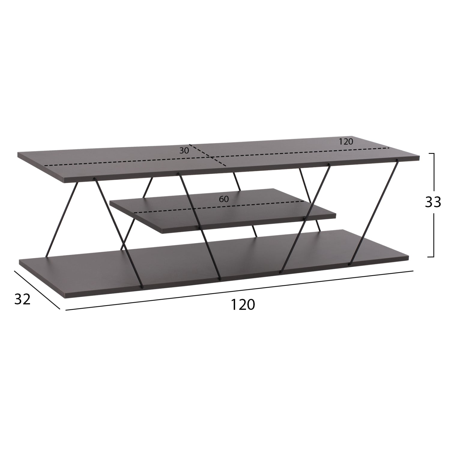 LIVING ROOM COMPOSITION 2PCS TARS HM11771.20 MELAMINE/METAL IN DARK GREY-BLACK