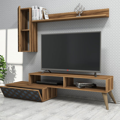 LIVING ROOM COMPOSITION HM11850.04 2PCS MELAMINE IN WALNUT-BLUE