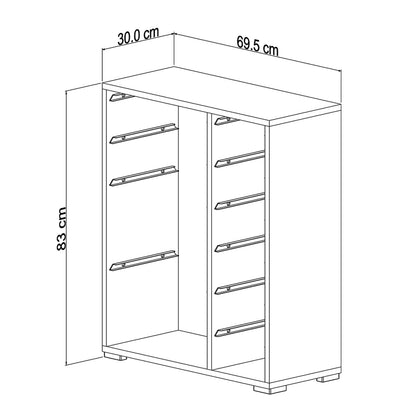 CHEST OF DRAWERS SANI HM18212.01 MELAMINE IN WHITE-10 WHITE P.E. DRAWERS 69,5x30x83Hcm.