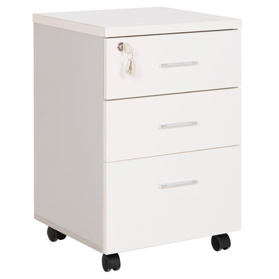 OFFICE DRAWERS WITH KEY LOCK VANCE HM2159 WHITE MELAMINE--WHEELS 39x40x60Hcm.