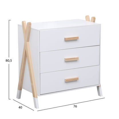 CHEST OF DRAWERS FOR KIDS PASCHAL HM2493.03 MELAMINE-PINE WOOD 76x40x80.5Hcm.