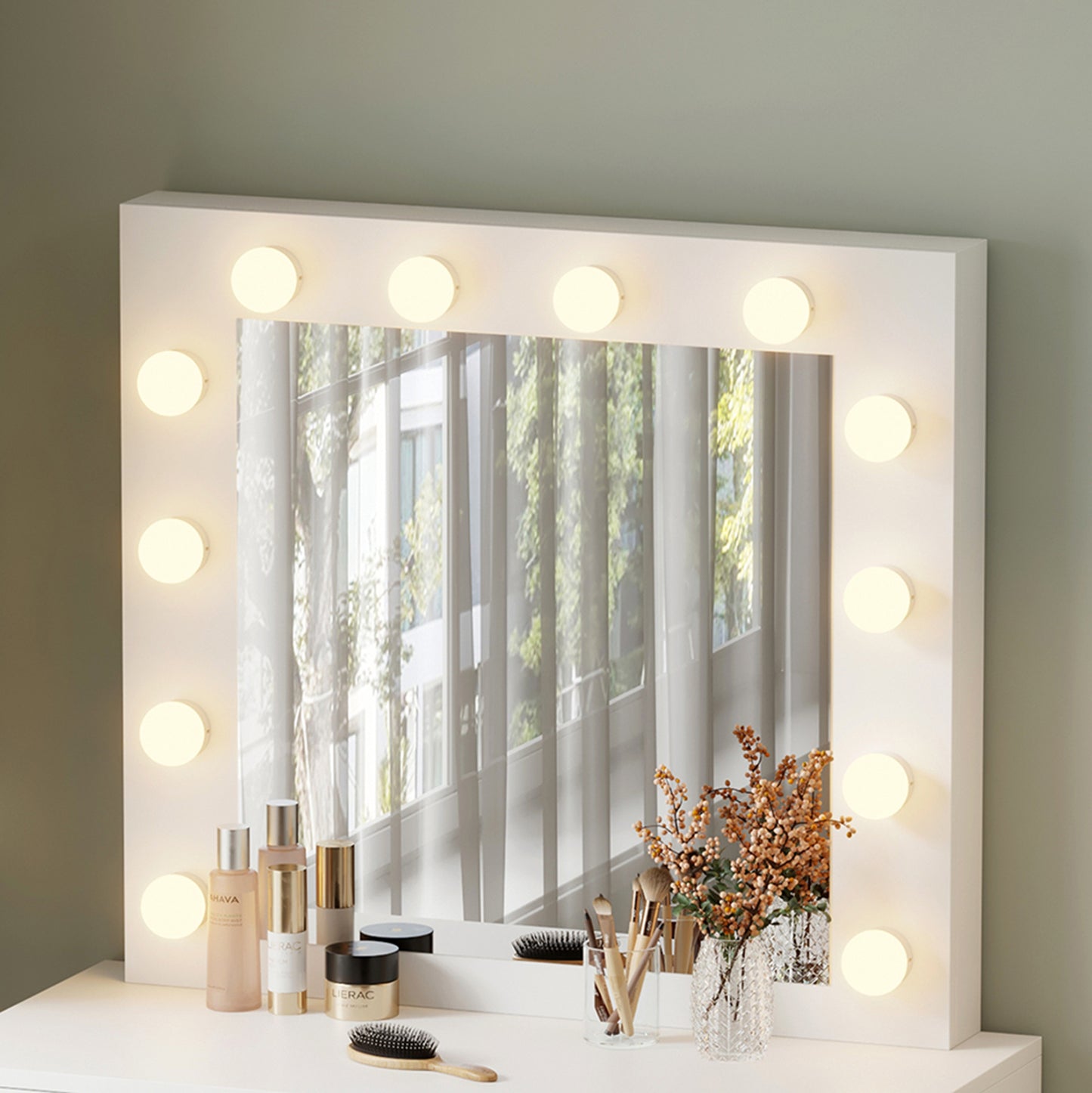 DRESSING TABLE WITH LED LIGHTS & DRAWERS BEYON HM2500.03 MELAMINE IN WHITE 80x40x140Hcm.