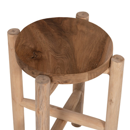 SIDE TABLE/PEDESTAL HOVER HM7900 TEAK WOOD IN NATURAL COLOR Φ30x50Hcm.
