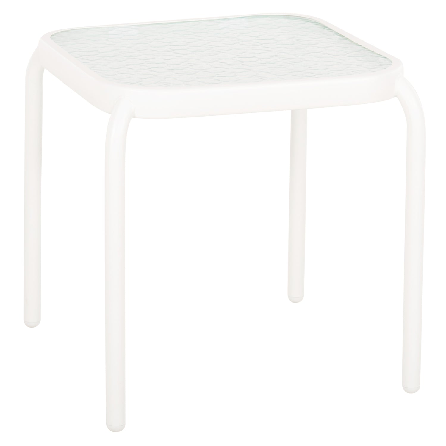 OUTDOOR SIDE TABLE SQUARE DIDO HM5975.02 METAL IN WHITE-GLASS 40x40x40Hcm.