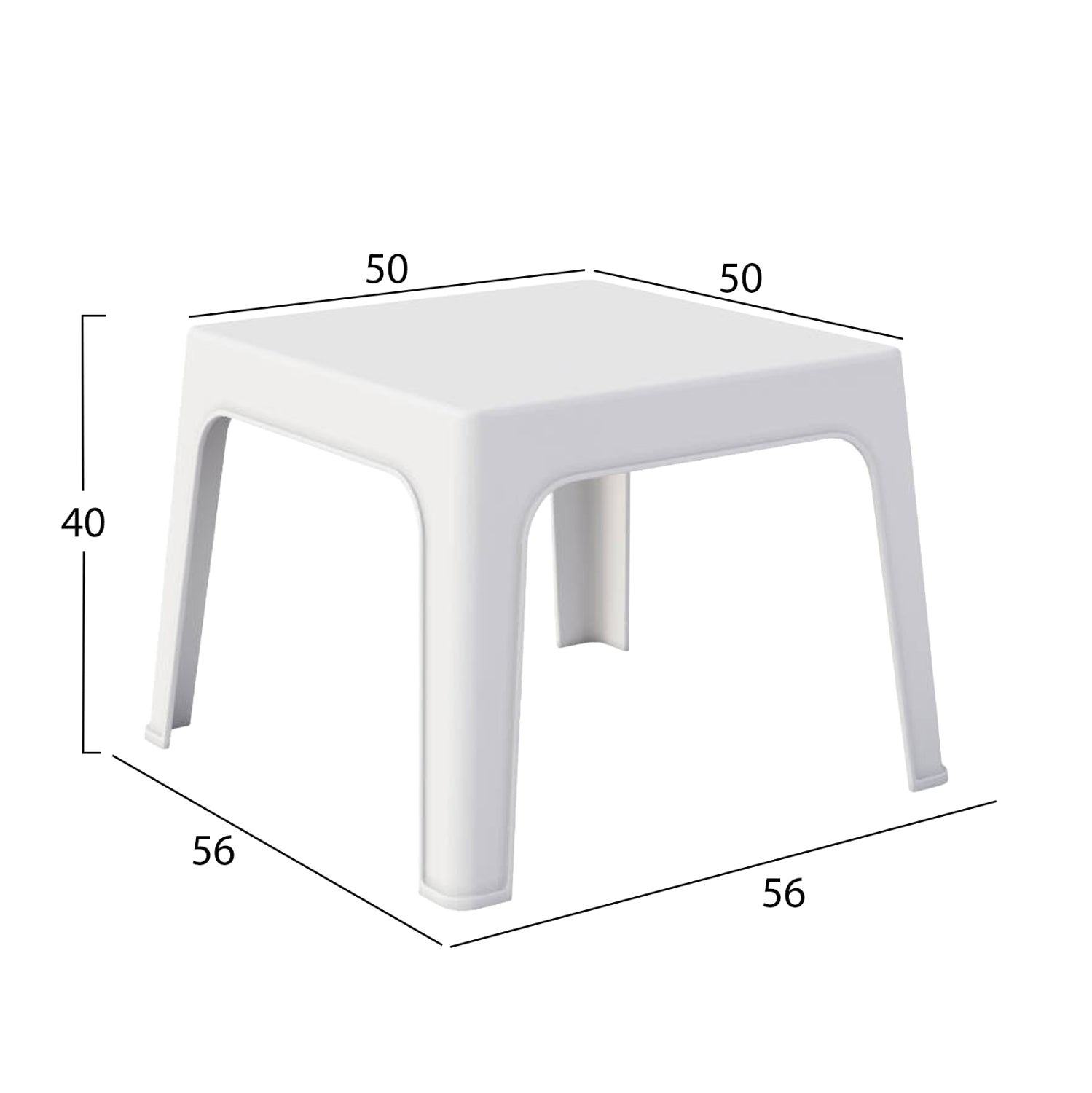 SQUARE COFFEE TABLE SLEEK HM6371.01 POLYPROPYLENE IN WHITE 56x56x40Hcm.