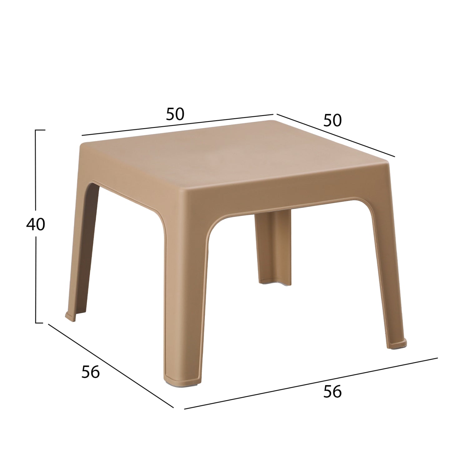 SQUARE COFFEE TABLE SLEEK HM6371.03 POLYPROPYLENE IN CAPPUCCINO 56x56x40Hcm.
