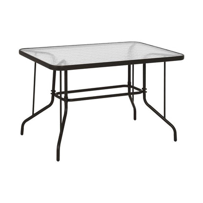 OUTDOOR METALLIC TABLE BROWN HM5679.02 BROWN WITH REINFORCED GLASS TOP 120Χ70Χ71Hcm.