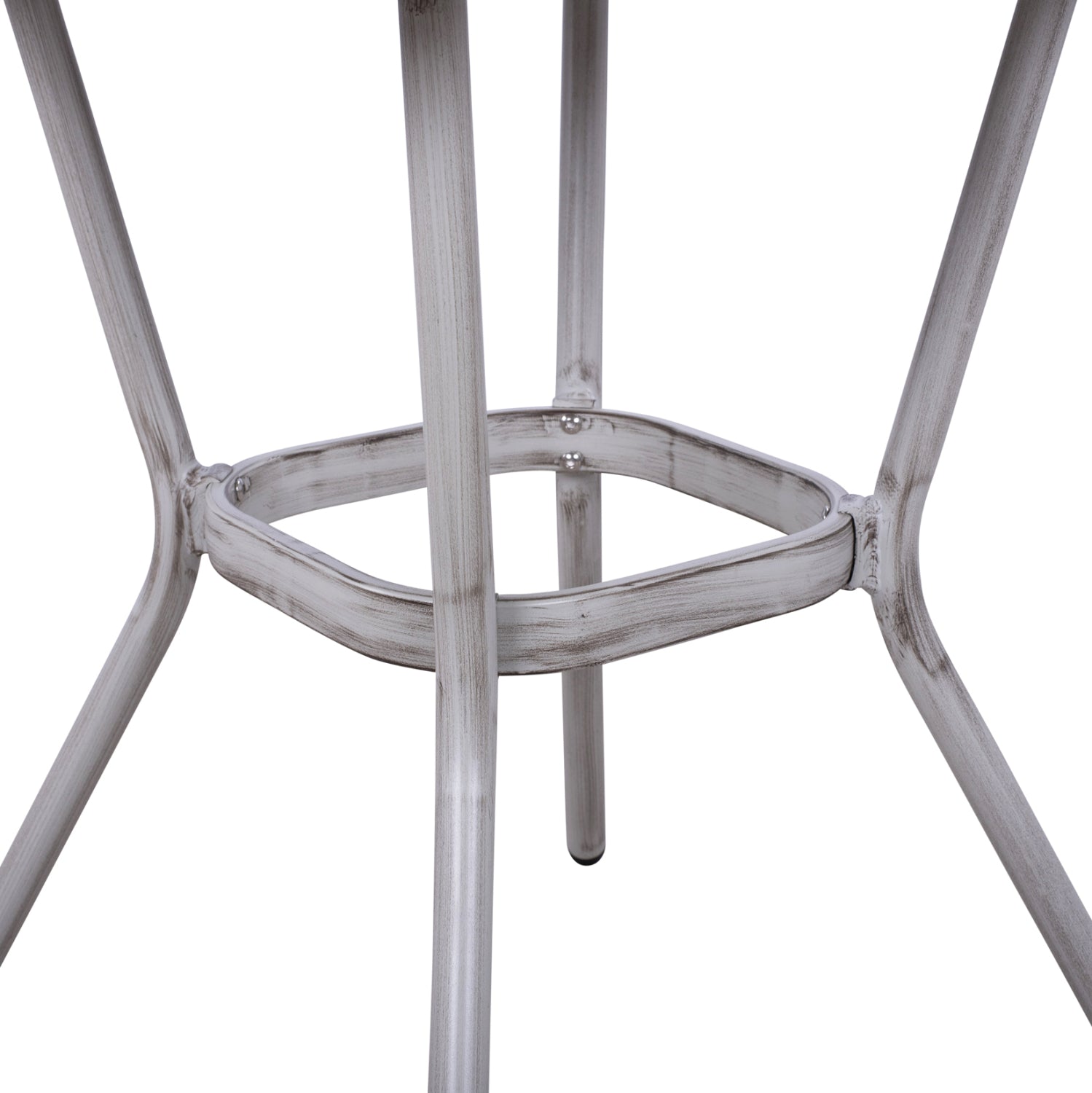 Aluminum Table 70X70X76 Bamboo Look HM5568.01 White Patina with Glass