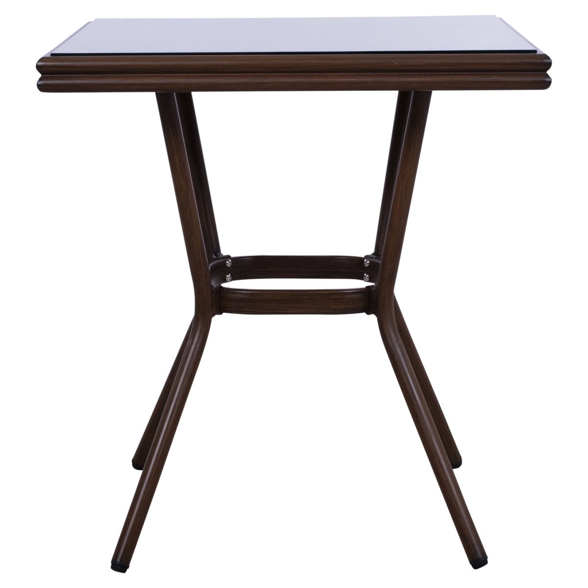 ΤΡΑΠΕΖΙ ΑΛΟΥΜΙΝΙΟΥ HARLOW 70X70X76Υ ΜΕ ΟΨΗ BAMBOO HM5568.03 ΚΑΦΕ ΜΕ ΓΥΑΛΙ