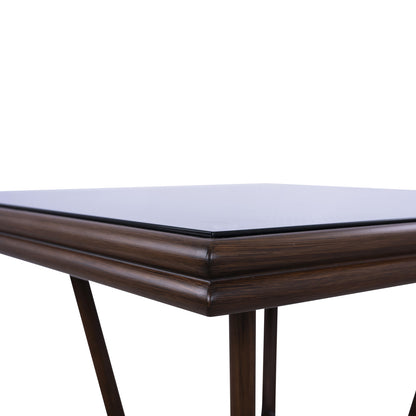 ΤΡΑΠΕΖΙ ΑΛΟΥΜΙΝΙΟΥ HARLOW 70X70X76Υ ΜΕ ΟΨΗ BAMBOO HM5568.03 ΚΑΦΕ ΜΕ ΓΥΑΛΙ