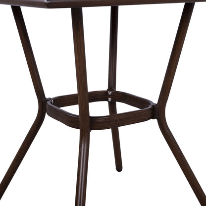 ΤΡΑΠΕΖΙ ΑΛΟΥΜΙΝΙΟΥ HARLOW 70X70X76Υ ΜΕ ΟΨΗ BAMBOO HM5568.03 ΚΑΦΕ ΜΕ ΓΥΑΛΙ