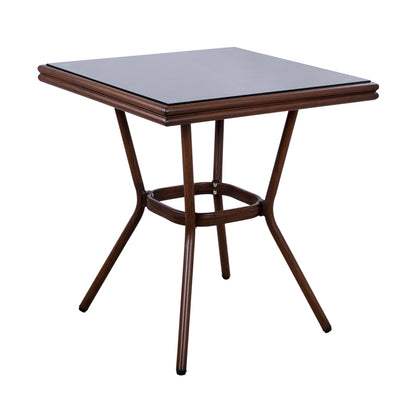 ΤΡΑΠΕΖΙ ΑΛΟΥΜΙΝΙΟΥ HARLOW 70X70X76Υ ΜΕ ΟΨΗ BAMBOO HM5568.03 ΚΑΦΕ ΜΕ ΓΥΑΛΙ