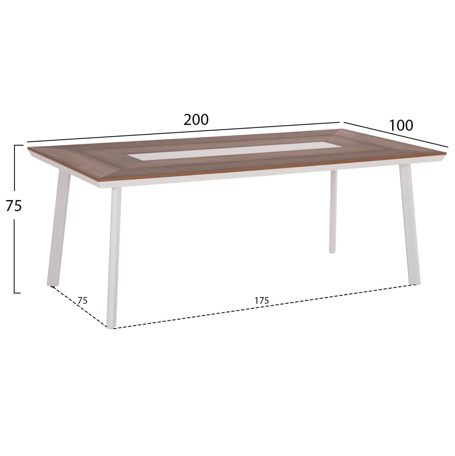 ALUMINUM DINING TABLE TABER HM5131.11 WHITE COLOR WITH POLYWOOD TOP 200x100x75Hcm.