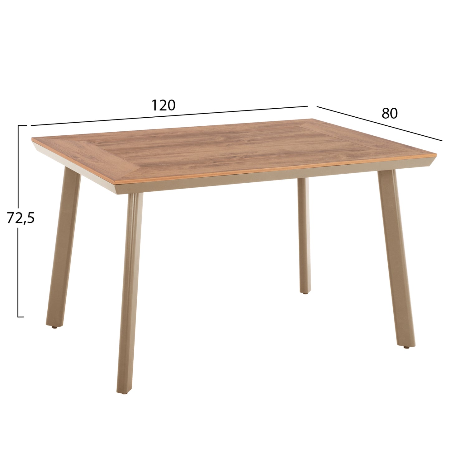 ALUMINUM DINING TABLE TABER HM5562.04 CAPPUCCINO WITH POLYWOOD TOP 120x80x72.5Hcm.