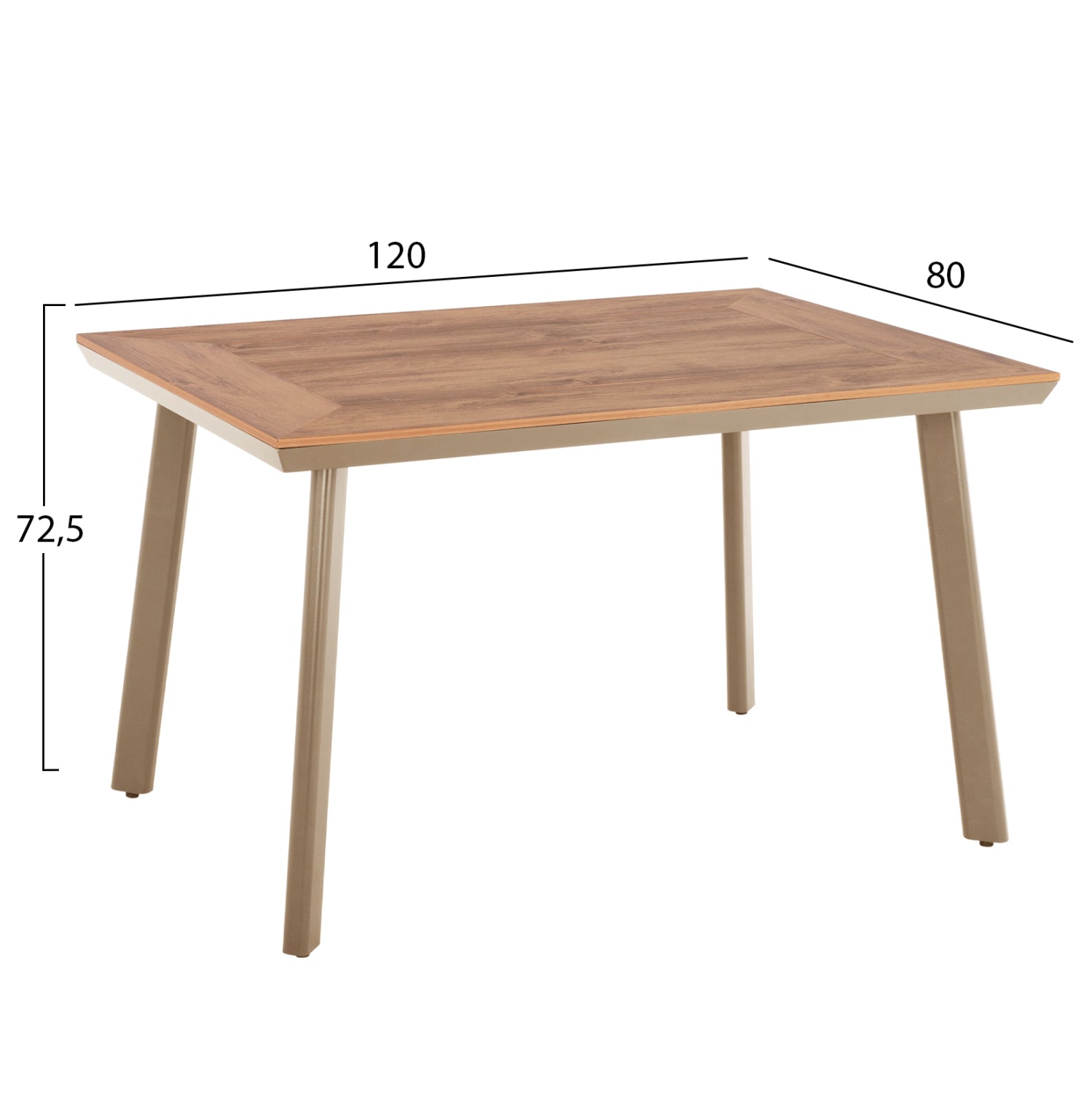 ALUMINUM DINING TABLE TABER HM5562.04 CAPPUCCINO WITH POLYWOOD TOP 120x80x72.5Hcm.