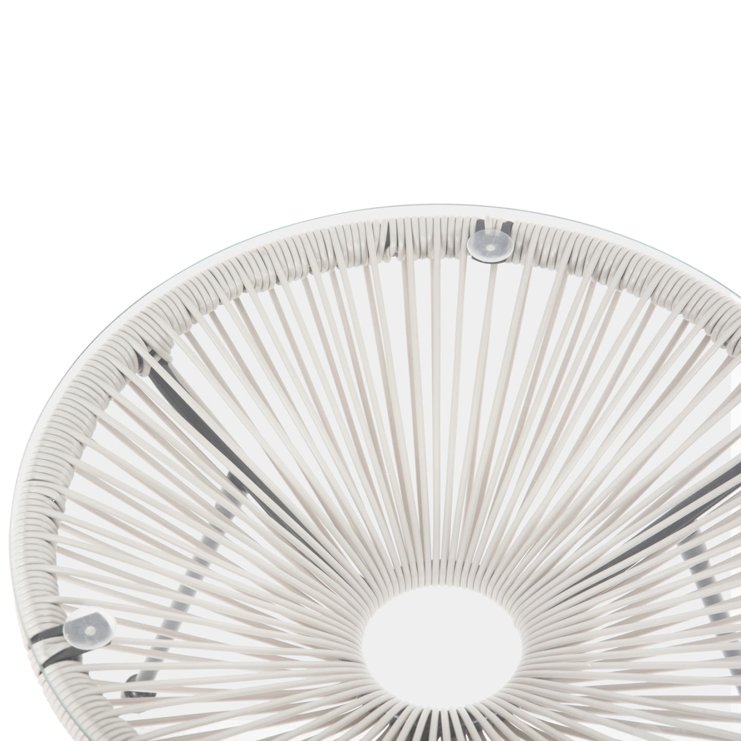 OUTDOOR COFFEE TABLE ALLEGRA HM5874.12 METAL IN BLACK- SYNTHETIC RATTAN IN WHITE Φ47x45Hcm.