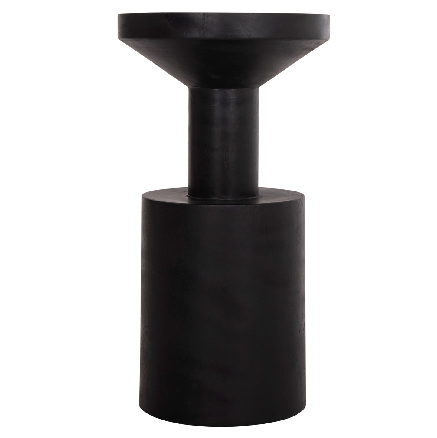 SIDE TABLE BERMAL HM9889.12 SOLID SUAR WOOD IN BLACK COLOR Φ35x65Hcm.