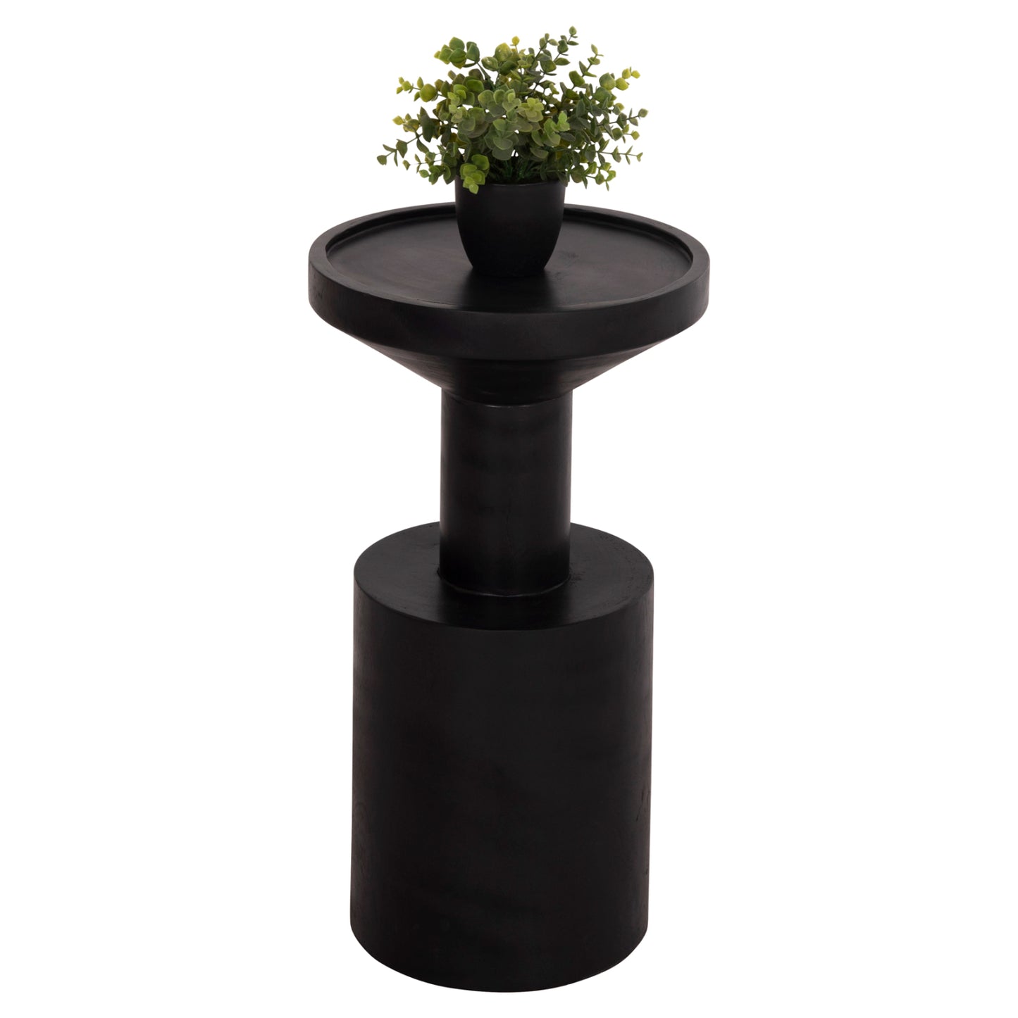 SIDE TABLE BERMAL HM9889.12 SOLID SUAR WOOD IN BLACK COLOR Φ35x65Hcm.