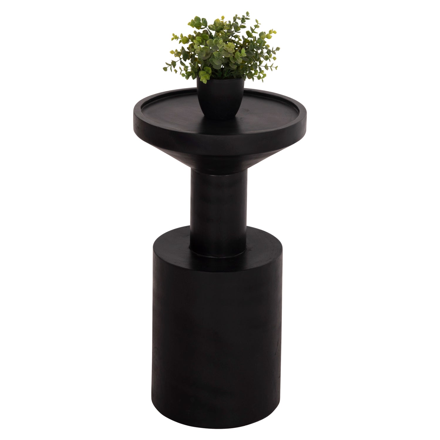 SIDE TABLE BERMAL HM9889.12 SOLID SUAR WOOD IN BLACK COLOR Φ35x65Hcm.