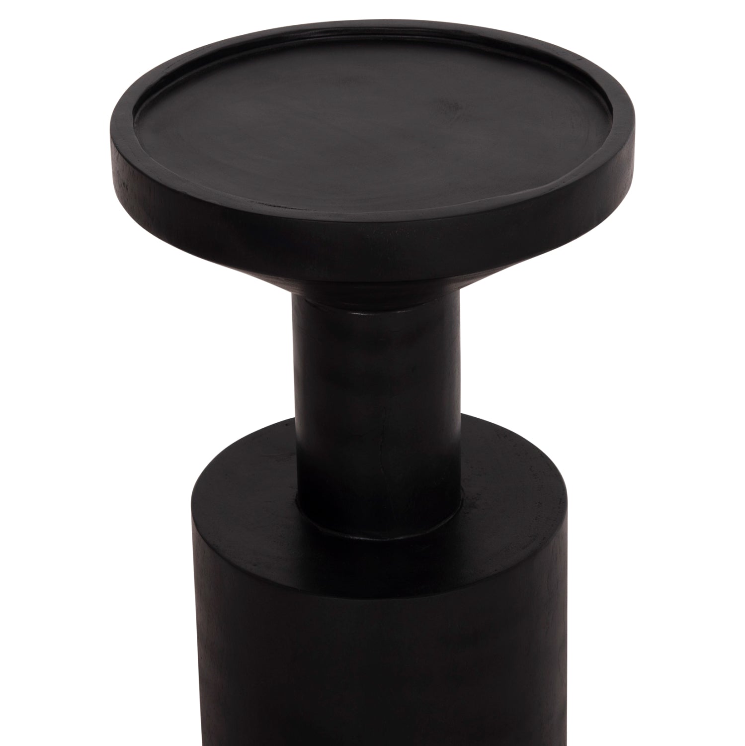 SIDE TABLE BERMAL HM9889.12 SOLID SUAR WOOD IN BLACK COLOR Φ35x65Hcm.