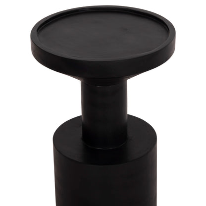 SIDE TABLE BERMAL HM9889.12 SOLID SUAR WOOD IN BLACK COLOR Φ35x65Hcm.